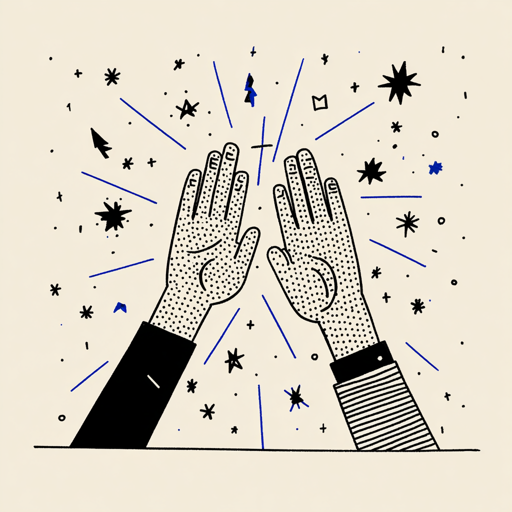 Illustration of two hands meeting in a high five